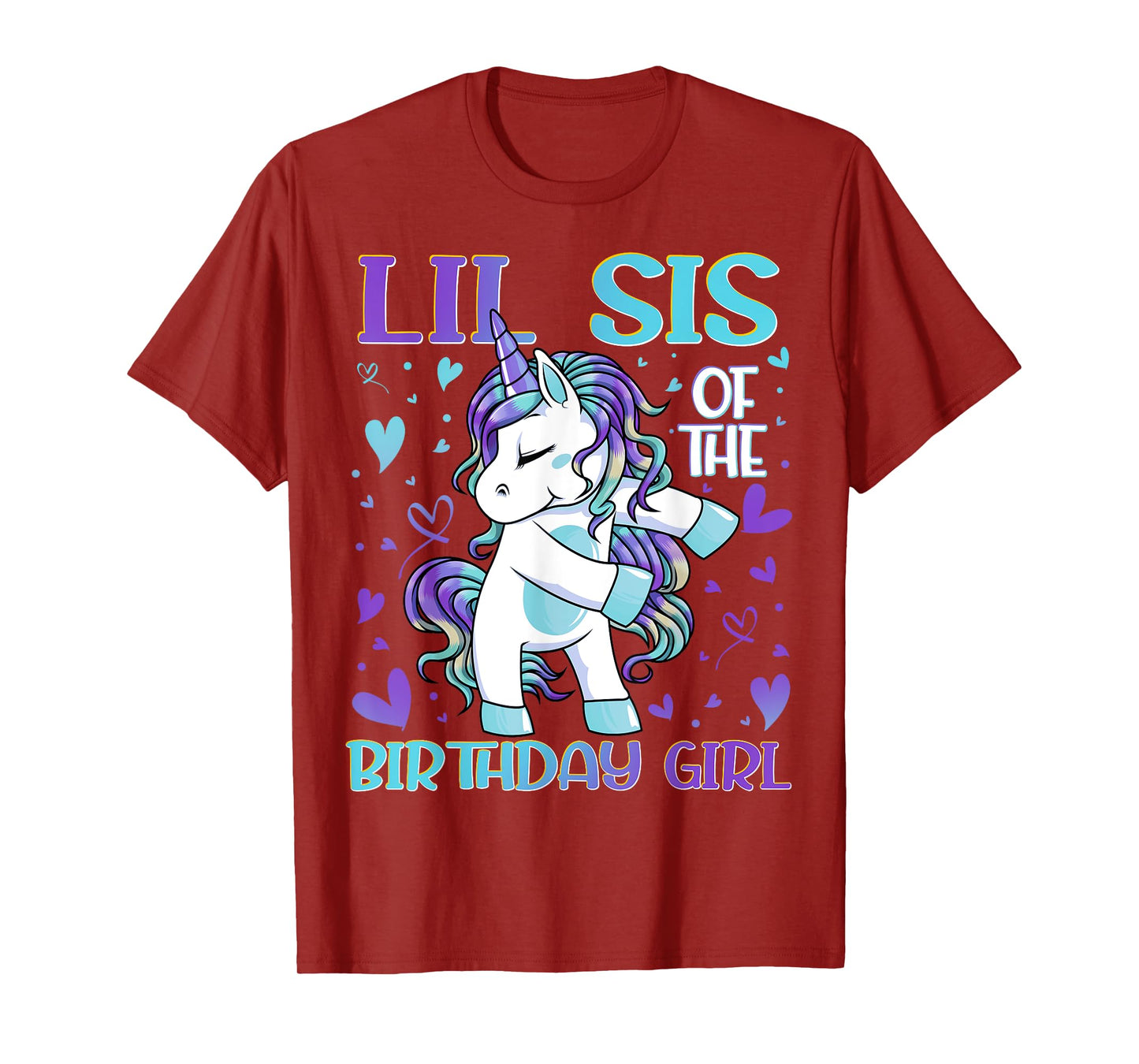 Lil Sis of the Birthday Girl Flossing Unicorn Little Sister T-Shirt