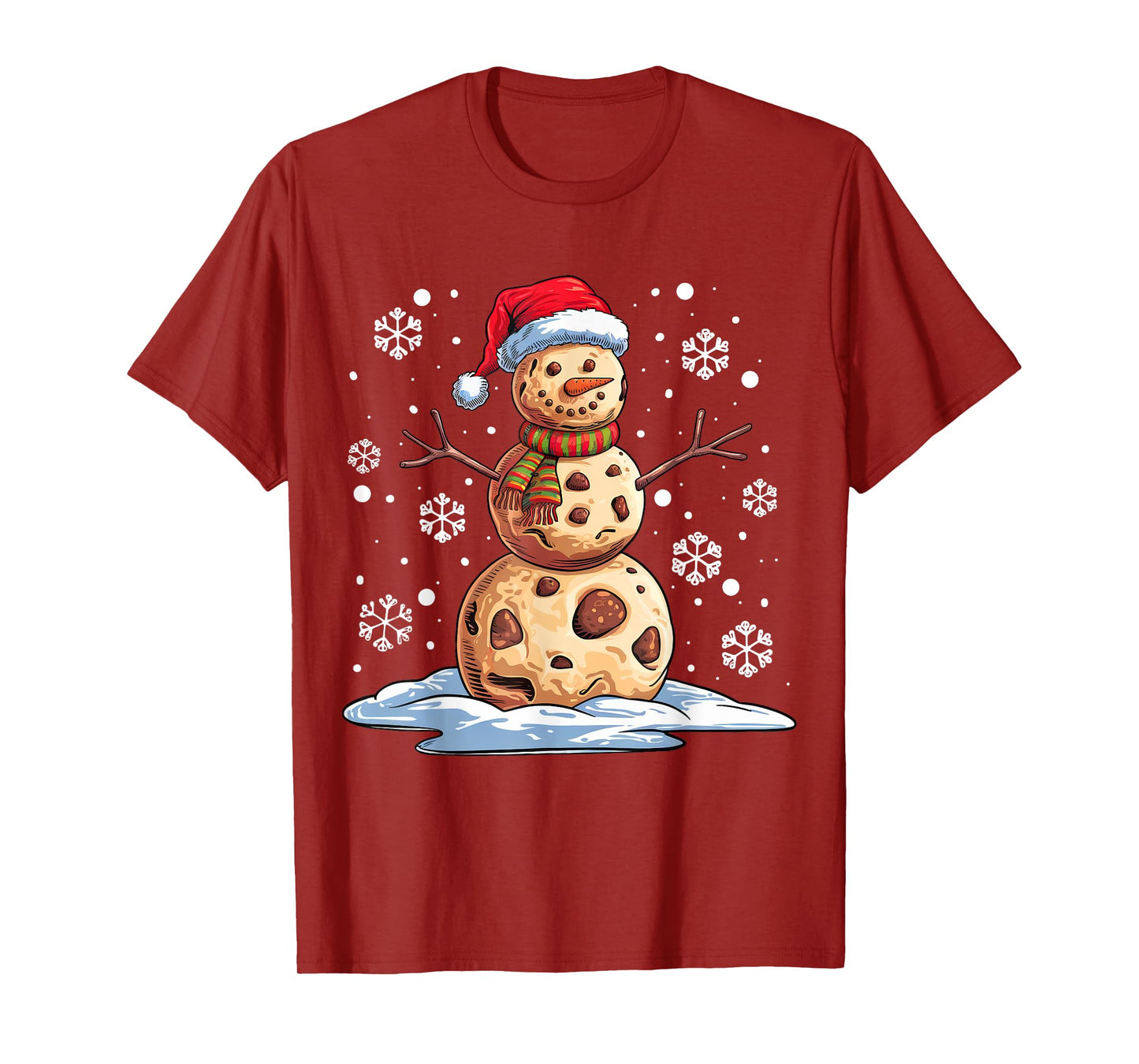 Chocolate Chip Cookies Snowman Santa Hat Christmas Funny T-Shirt