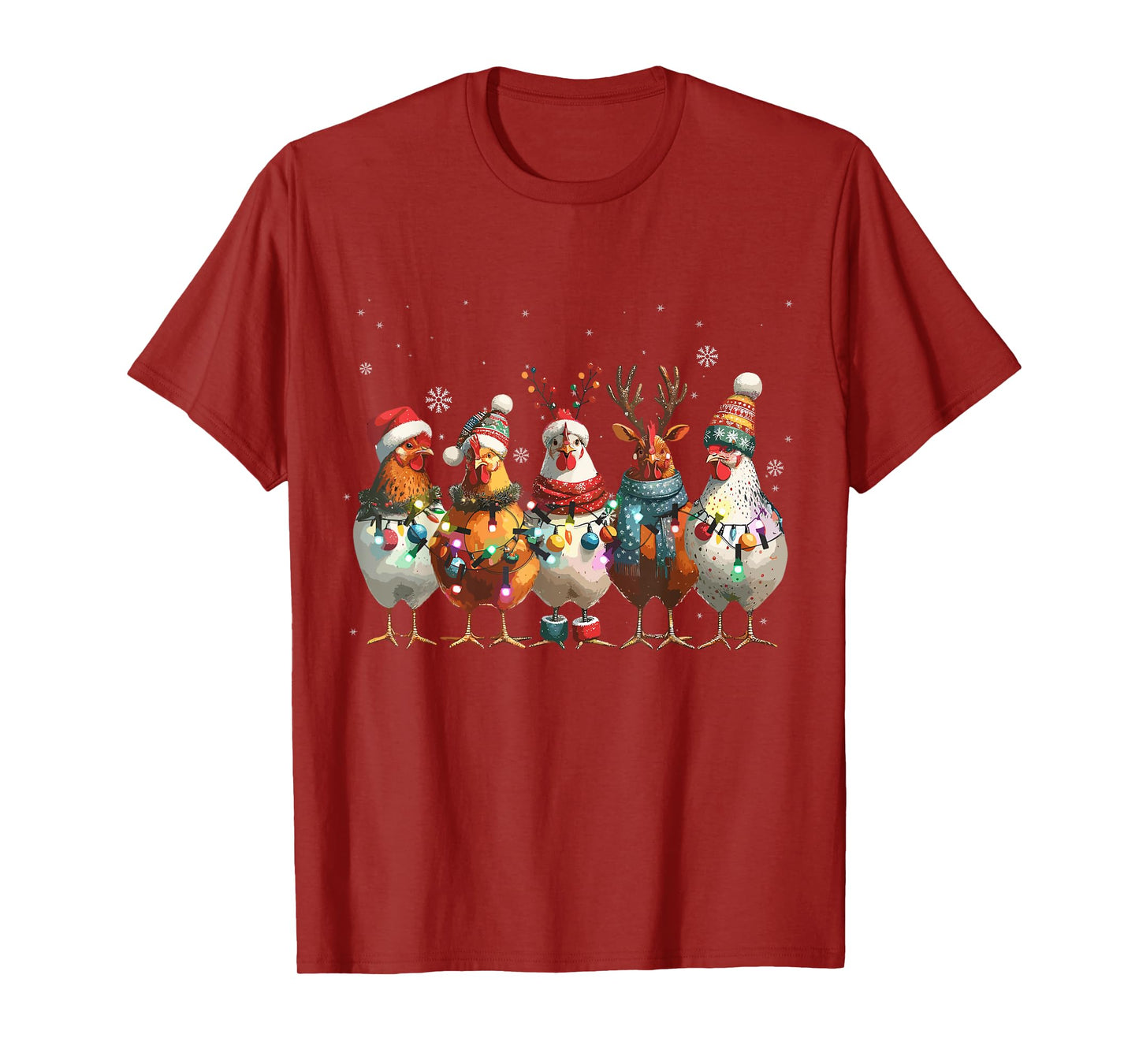 Christmas Lights Chicken Santa Funny Xmas Tree Chicken T-Shirt