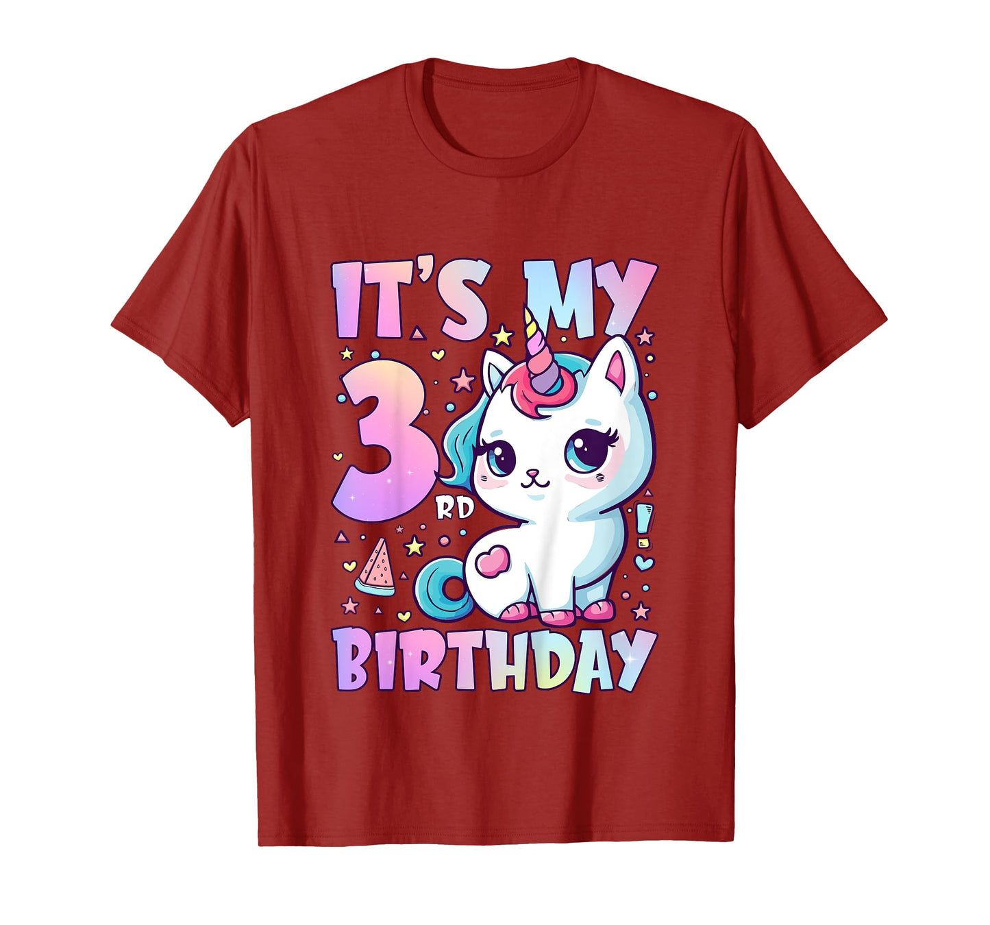 3rd Birthday Shirt Girl Three Year Old Cat Unicorn Birthday T-Shirt
