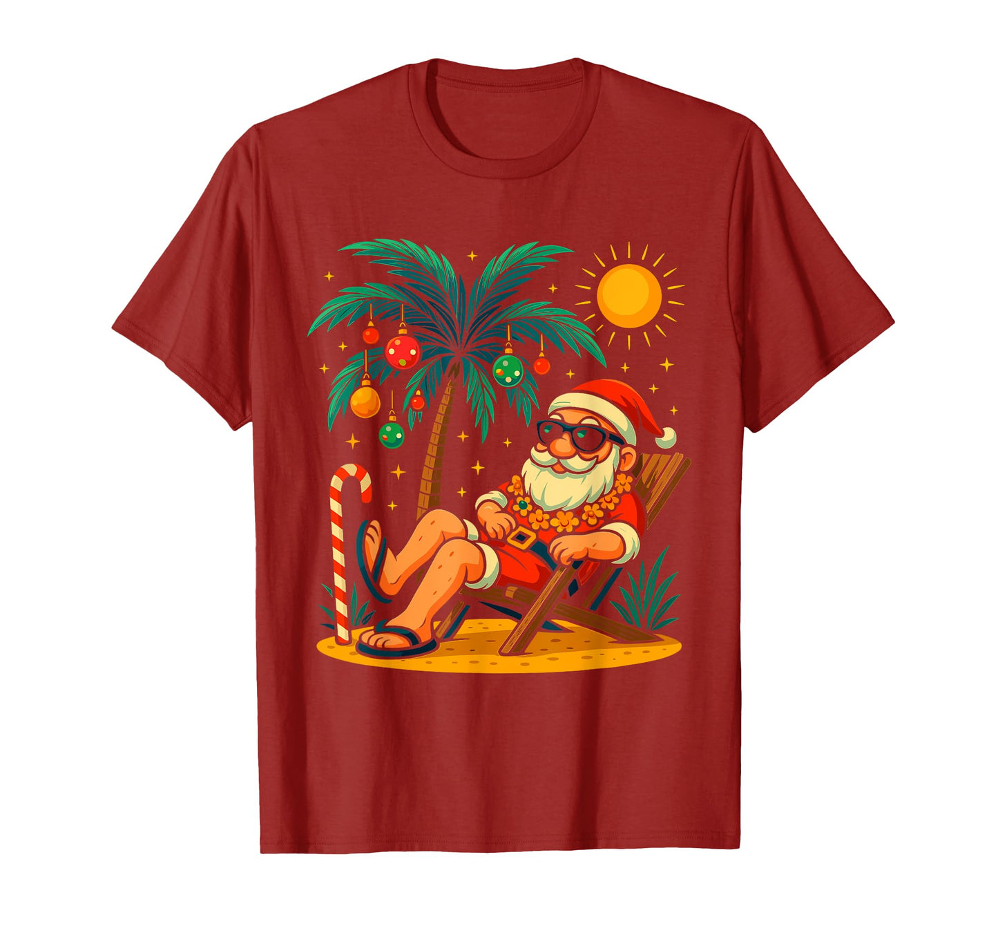 Christmas In July Palm Tree Santa Summer Hawaii Beach Xmas T-Shirt