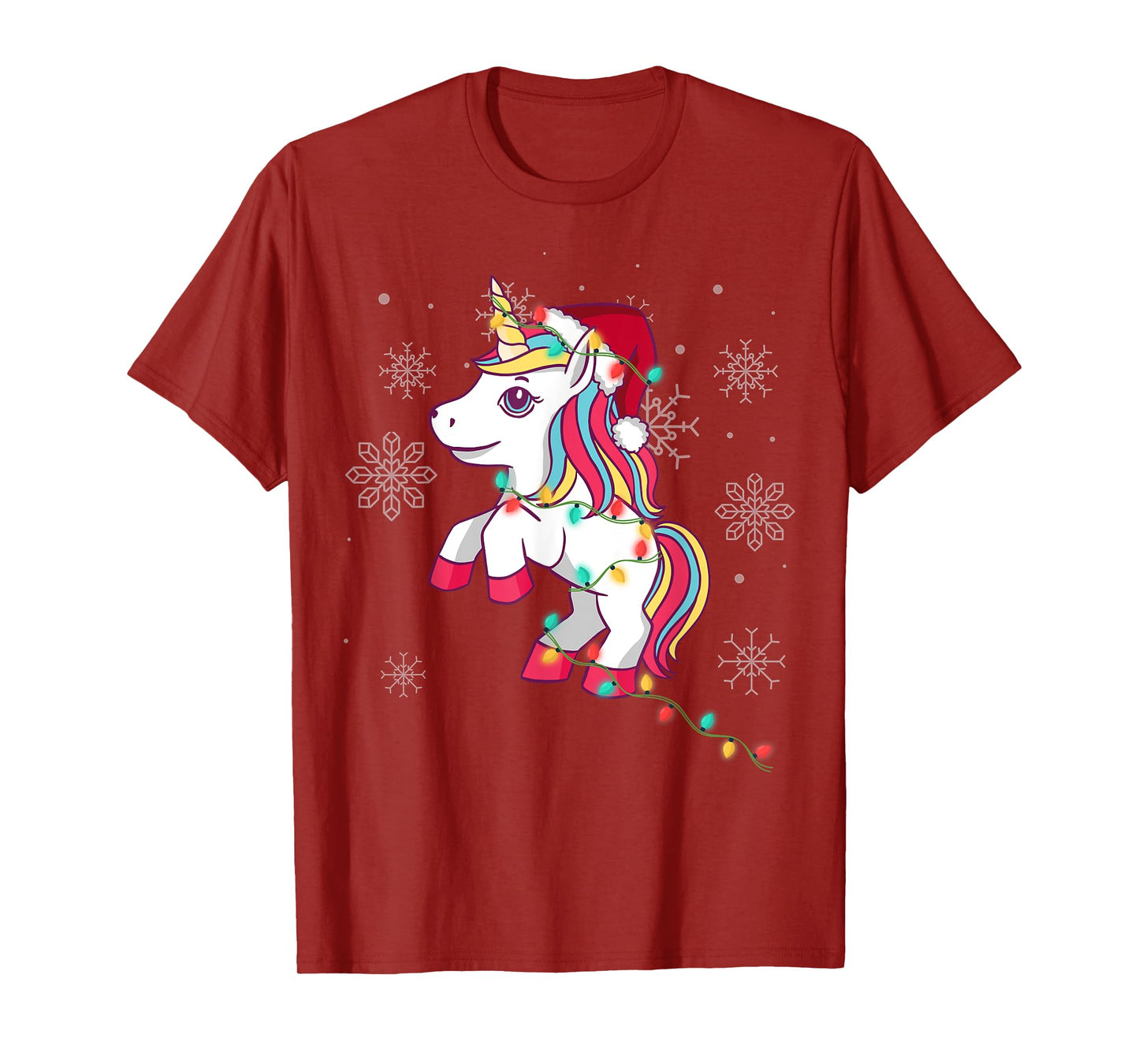 Cute Unicorn Christmas Lights for Girls and Women Christmas T-Shirt