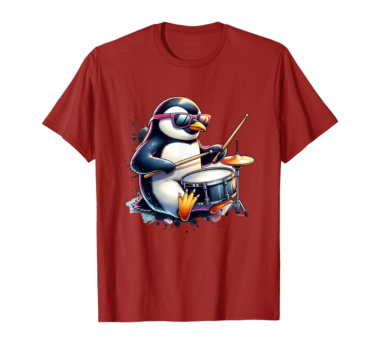Penguin Drummer Music Rock Band With Drumsticks Playing T-Shirt