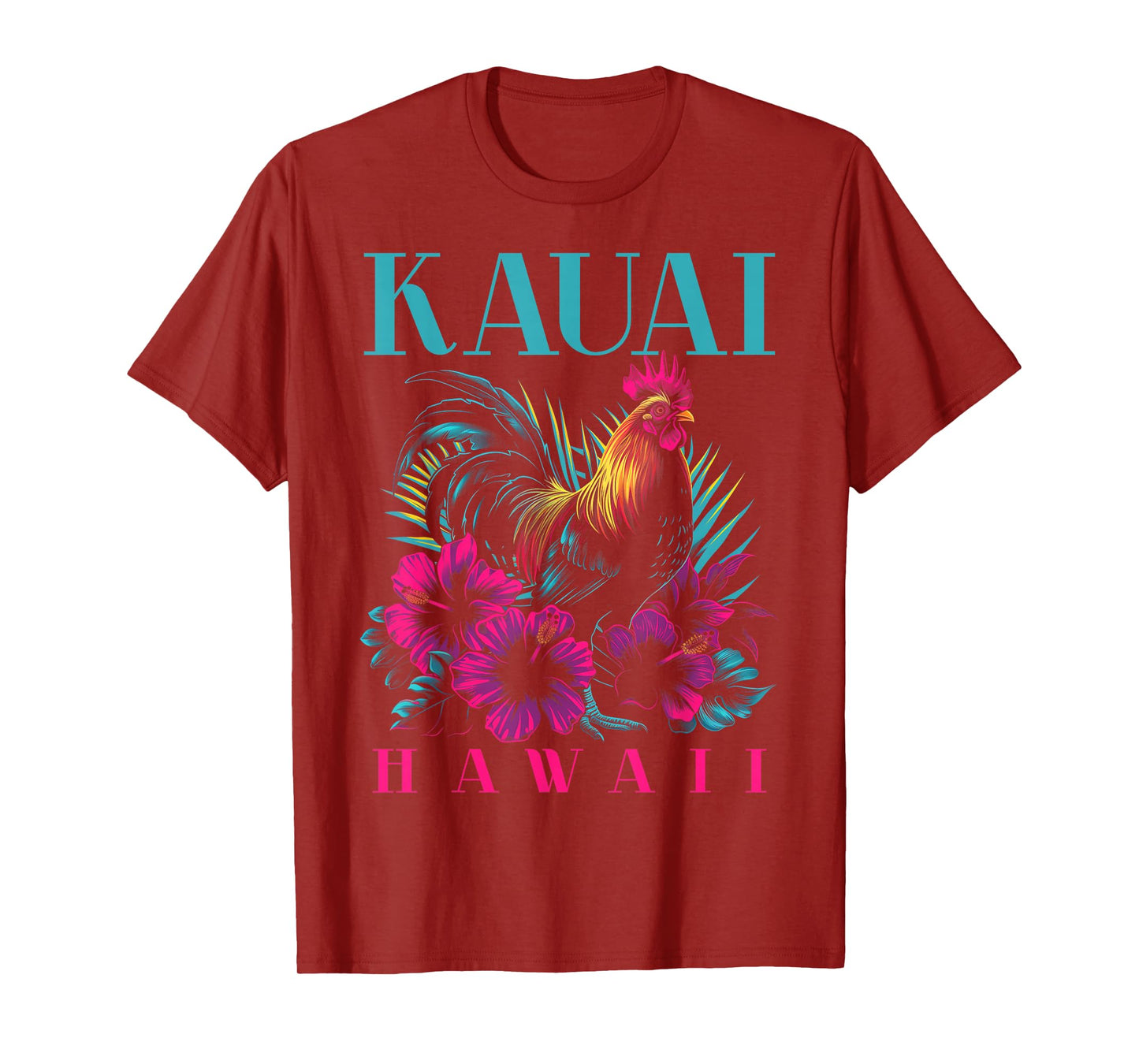 Kauai Hawaii Chicken Hawaiian Hibiscus Flowers Vintage T-Shirt