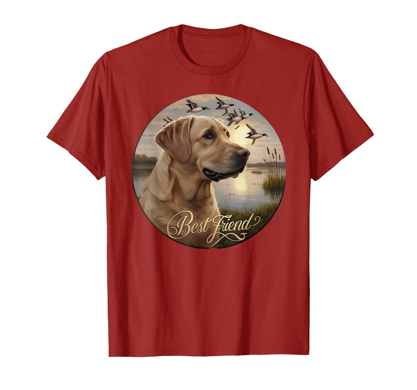 Best Friend hunting Yellow Labrador dog with ducks and geese Men Women T-Shirt