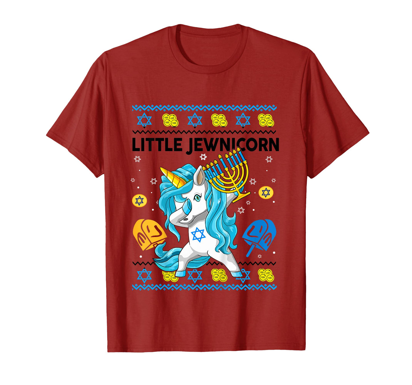 Ugly Hanukkah Sweater Jewnicorn Unicorn Funny Toddler Girl T-Shirt