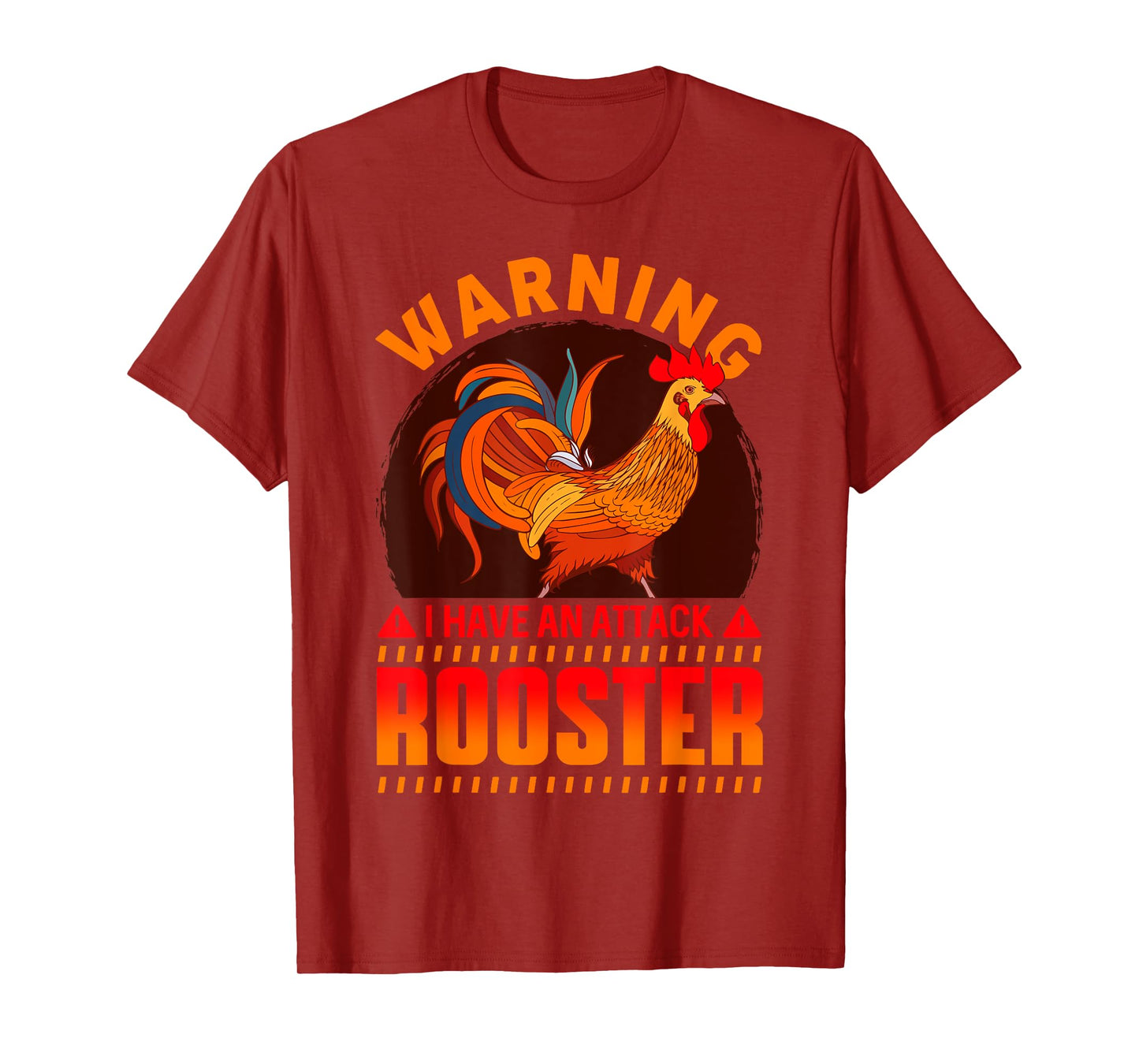 Warning Attack Rooster Look Out Funny Rooster Farm T-Shirt