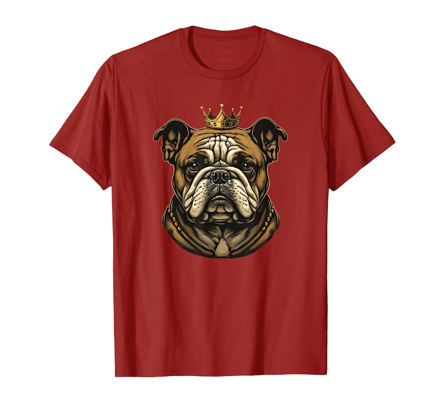 Funny Bulldog Dog With Golden Crown T-Shirt for Men Women Girls Kids