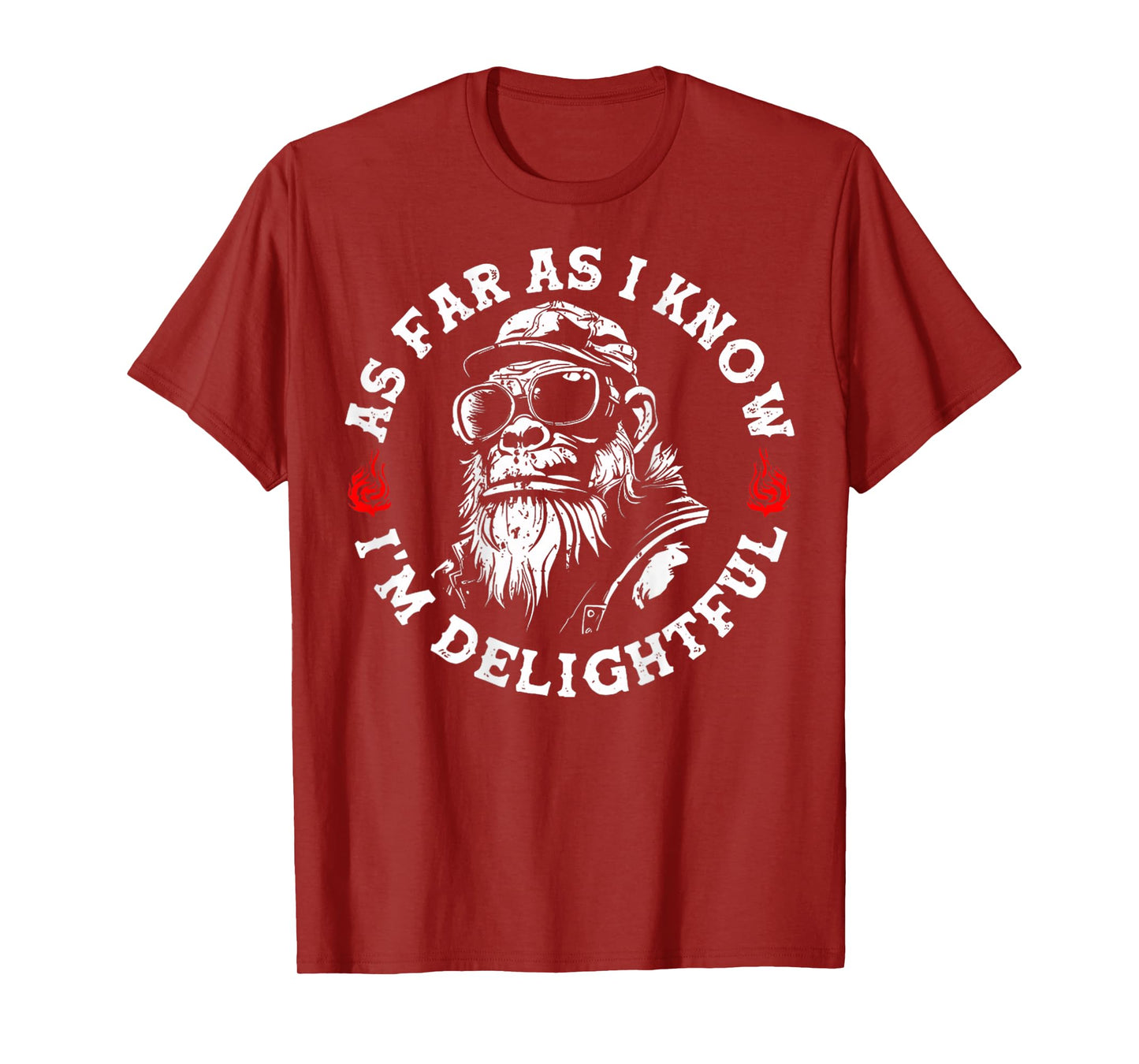 As Far As I Know I'm Delightful Funny Monkey Biker (On Back) T-Shirt
