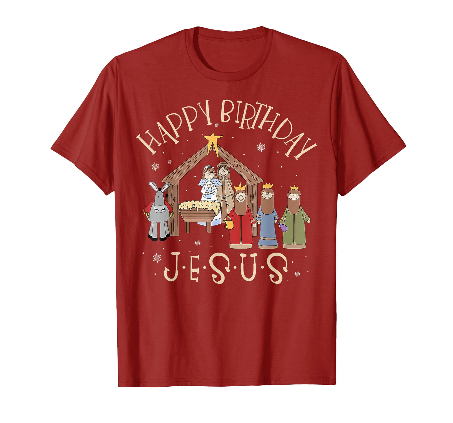 Merry Christmas Tee Unisex-Christian Family Group Children Nativity Happy Birthday Jesus Christmas Nativity Christian T-Shirt Black Small Crew Neck Short Sleeve Cotton Blend T-Shirt