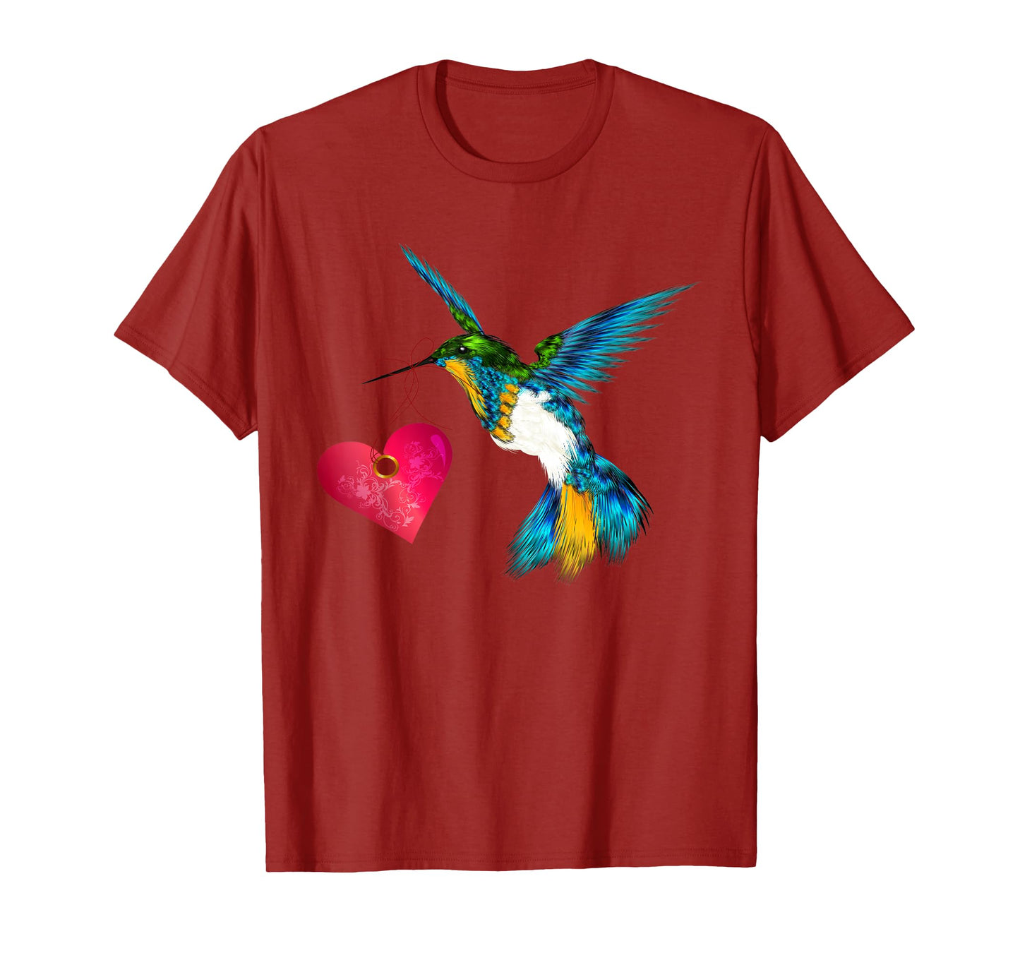 Cute Hummingbird With Heart Bird Lover Design Art Gift T-Shirt