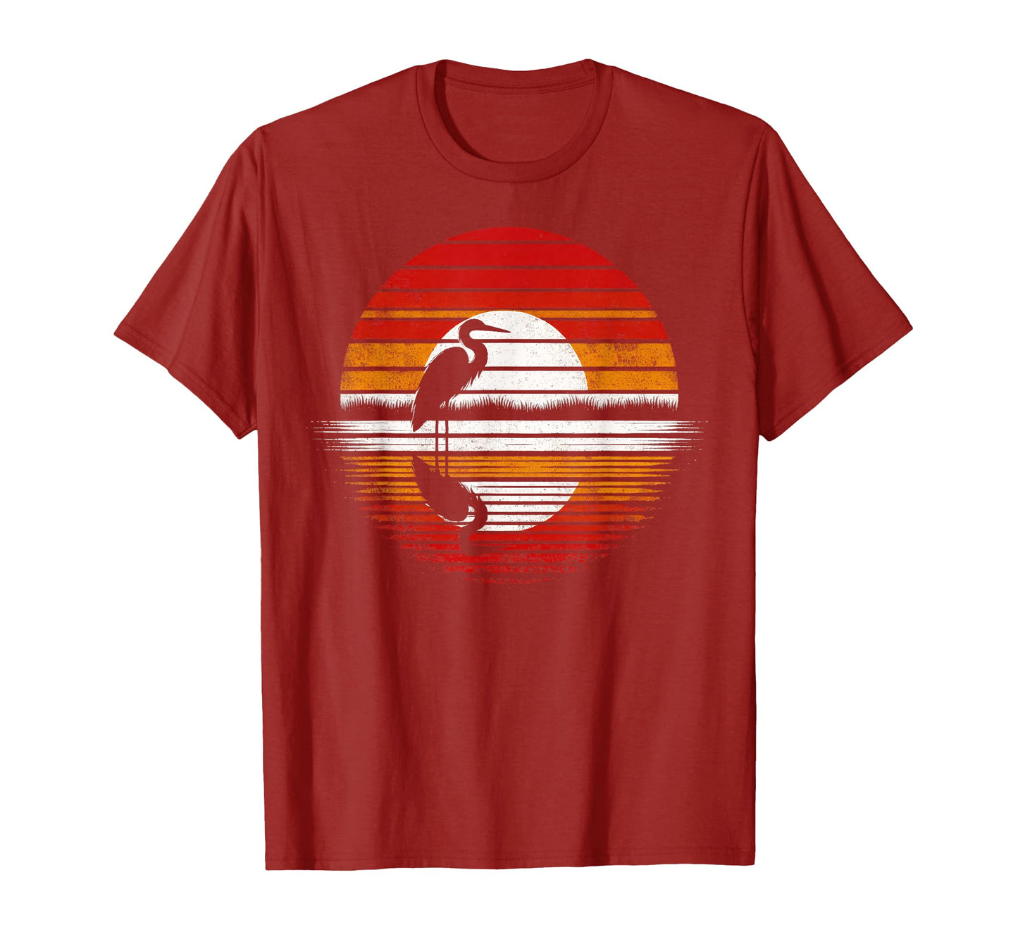 Egret Bird Sunset Retro Style Safari Vintage 70s T-Shirt