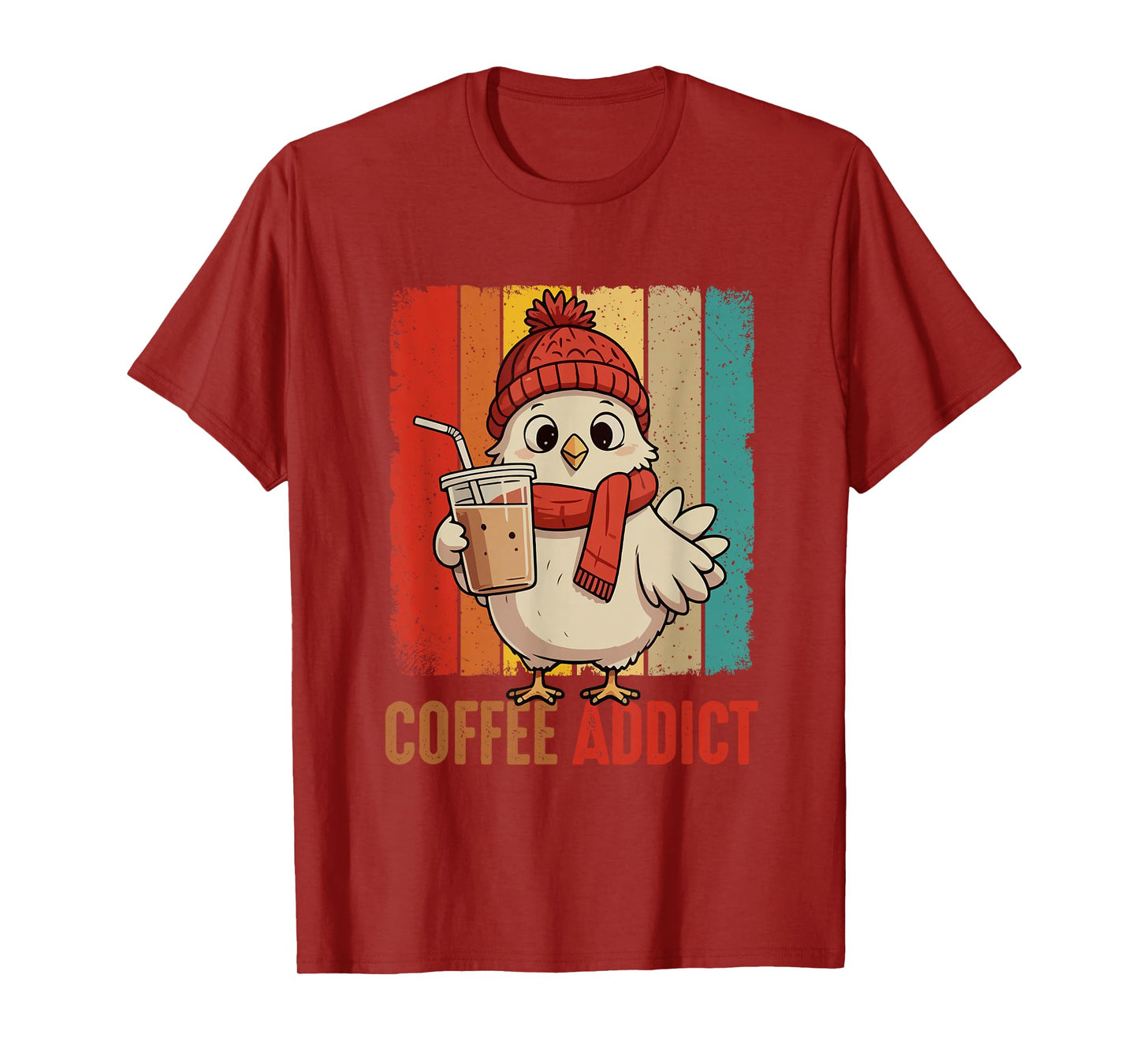 Funny Joke Coffee Lover Chicken Drinking Coffee Farmer T-Shirt