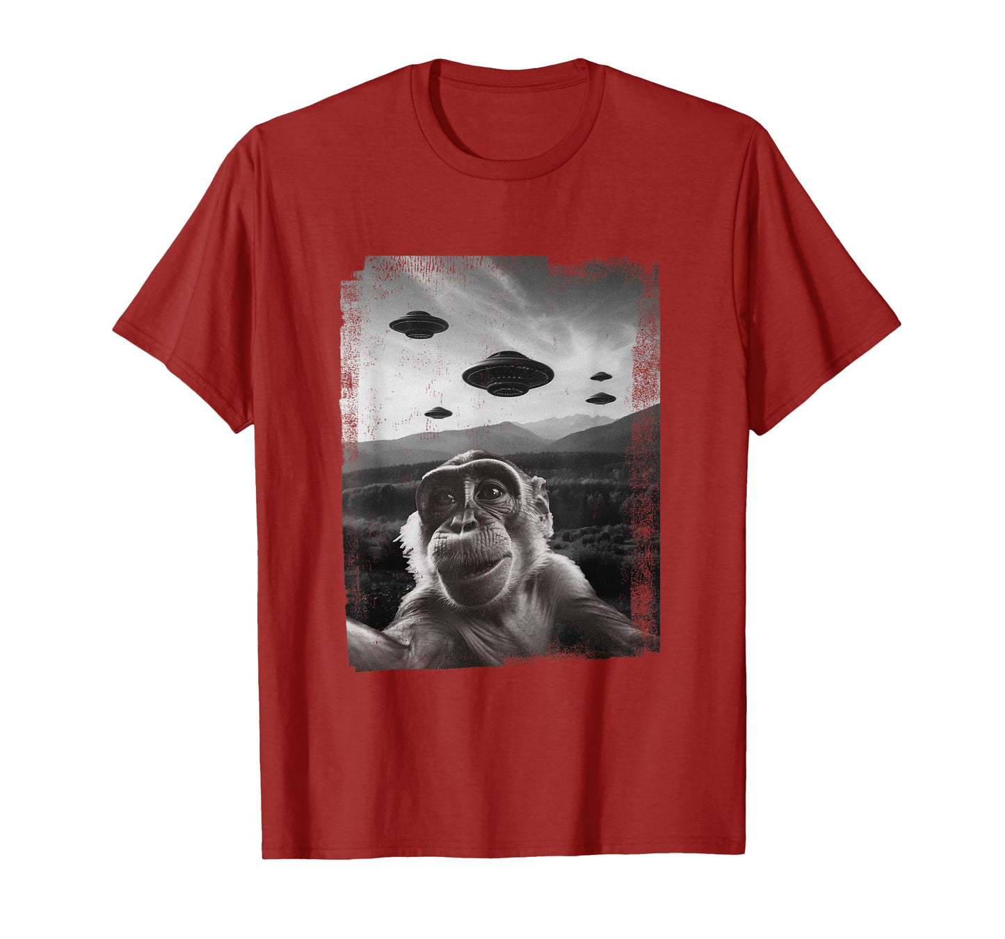 Funny Monkey Selfie With Alien Ufo Cute Monkey Tee For Kids T-Shirt