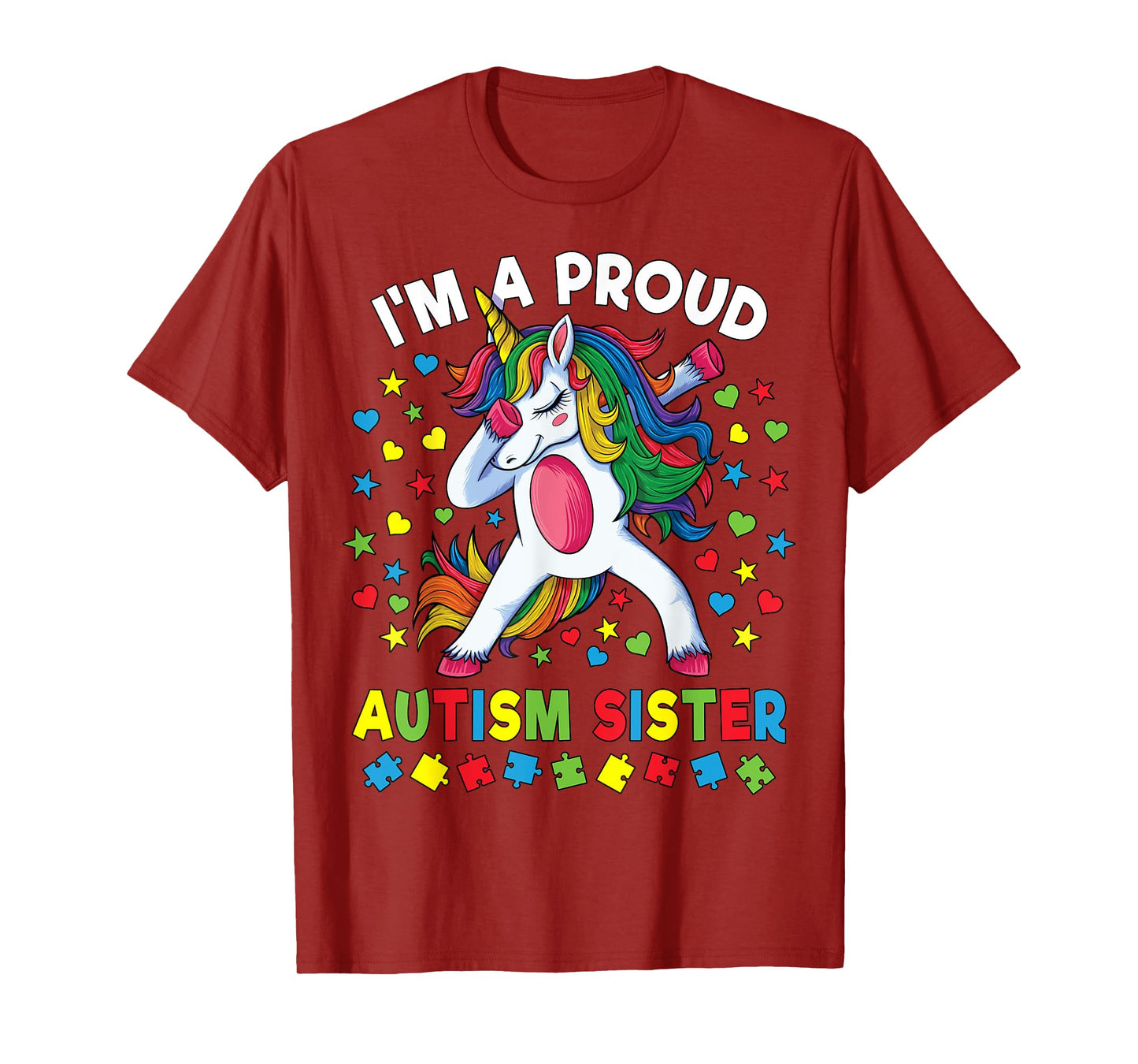Autism Awareness Dabbing Unicorn Girl Proud Autism Sister T-Shirt