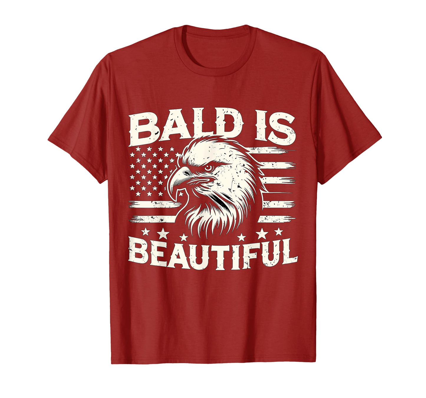 Bald is Beautiful American Bald Eagle USA Flag T-Shirt