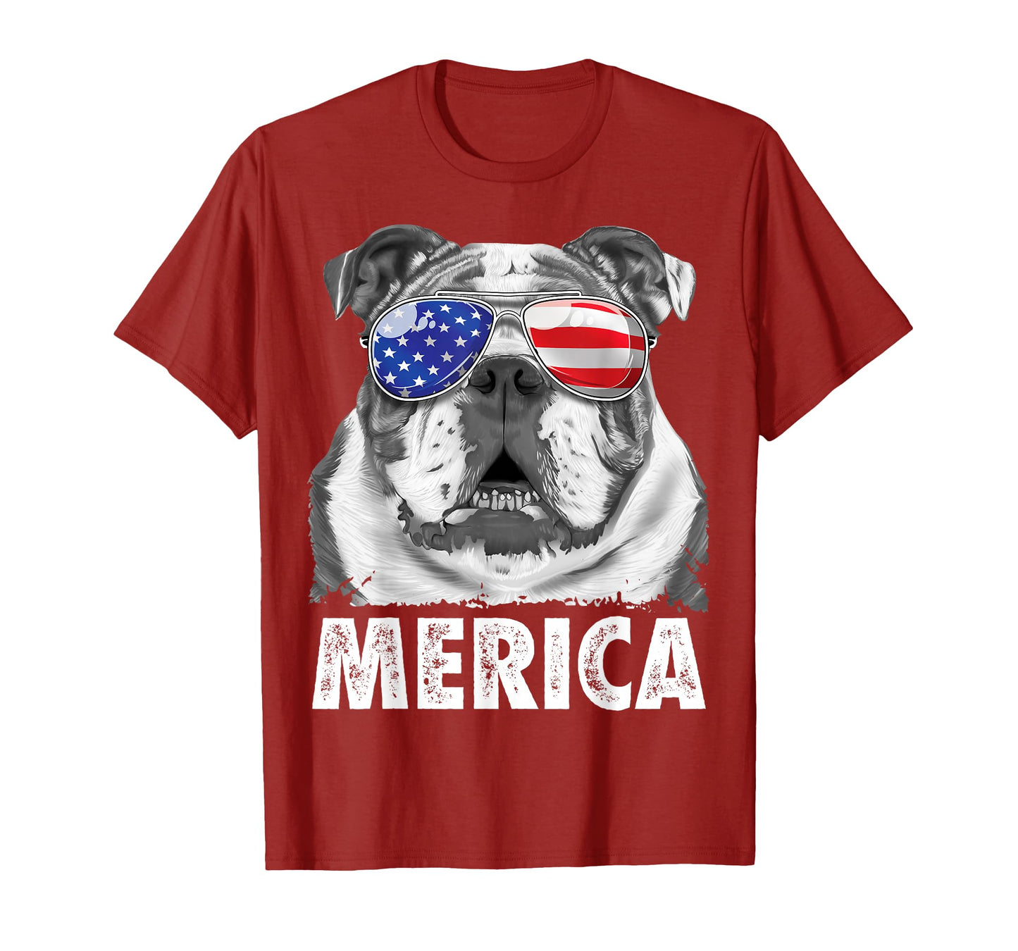 English Bulldog 4th of July Merica Men Women USA Flag Retro T-Shirt