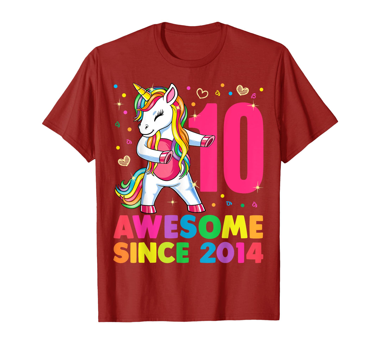 10 Years Old Unicorn Flossing 10th Birthday Girl Gift Party T-Shirt