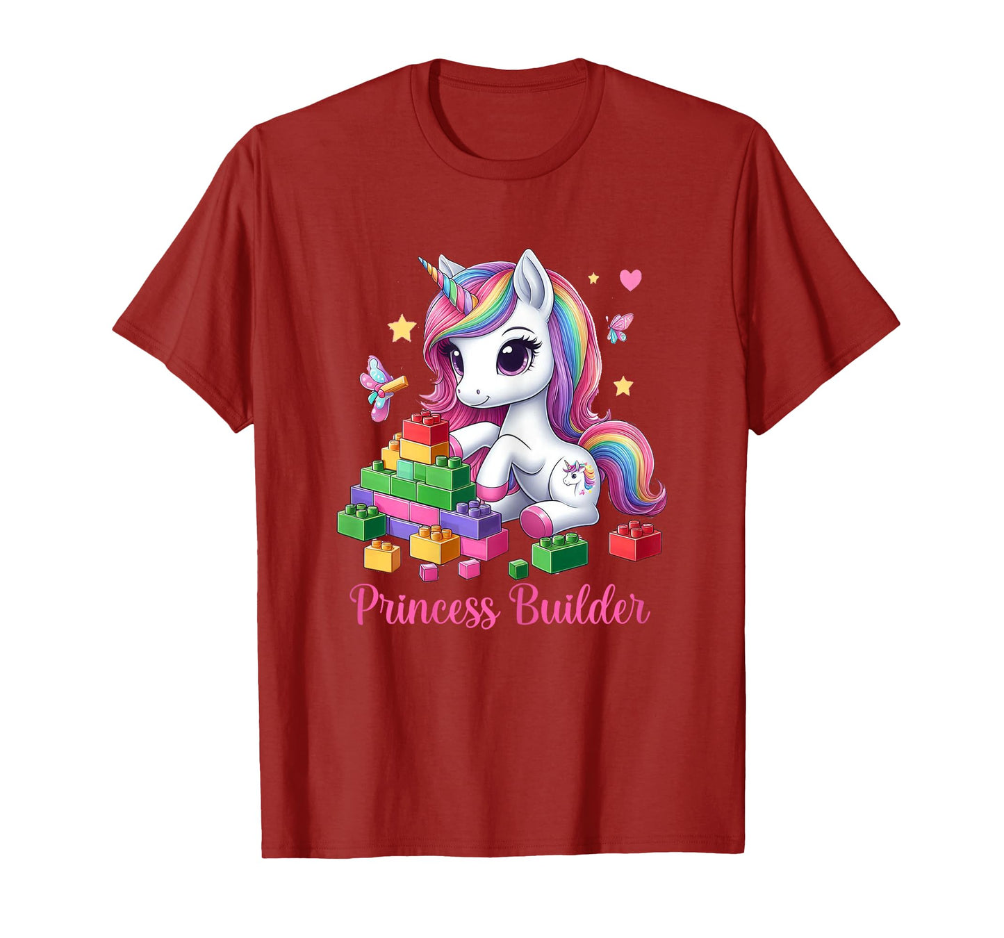 Princess Builder Unicorn for Girls – Building Blocks Bricks T-Shirt