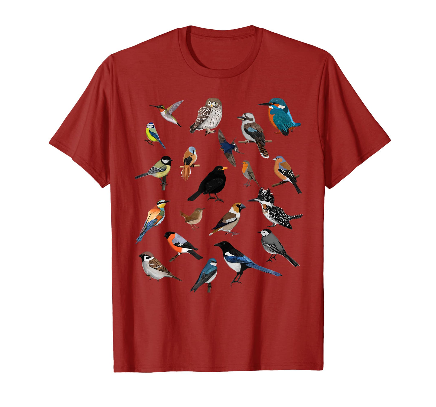 Birds Birdlover Birdwatcher Ornithologist Robin Wren Magpie T-Shirt