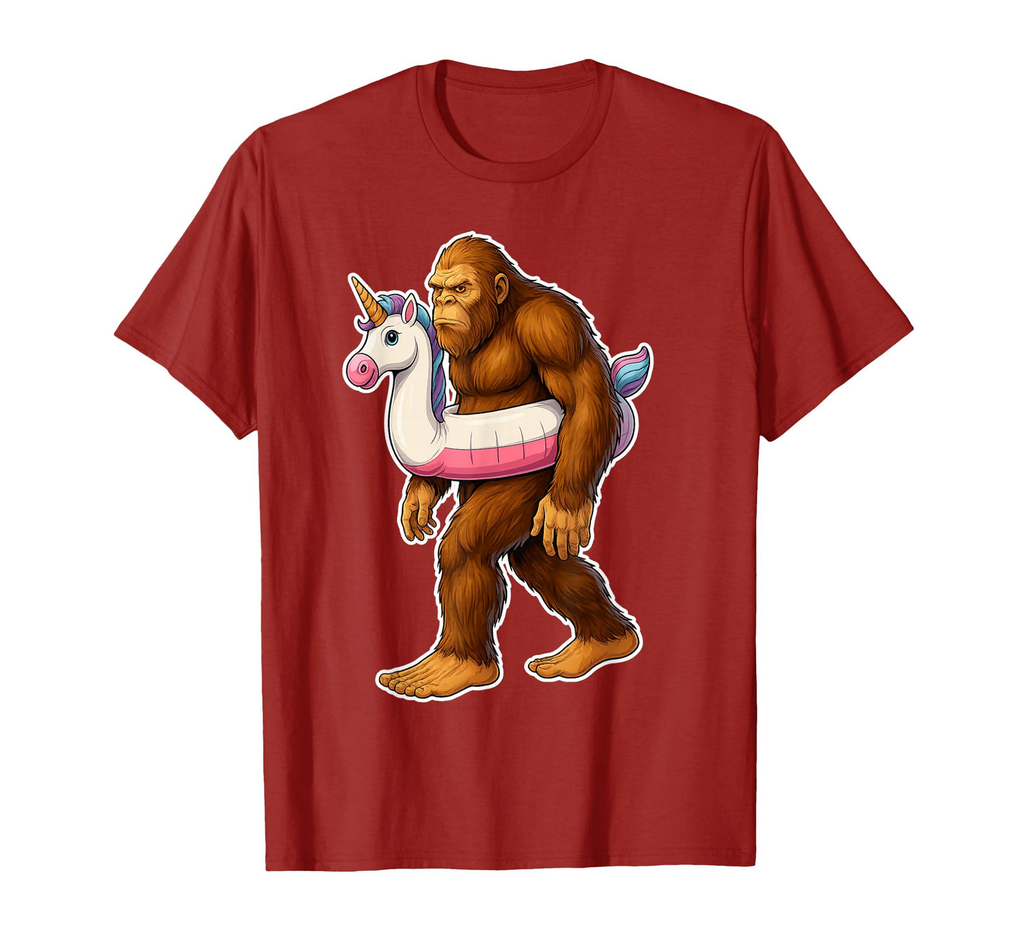 Funny Bigfoot with Unicorn Float for Boys Kids Women Men T-Shirt