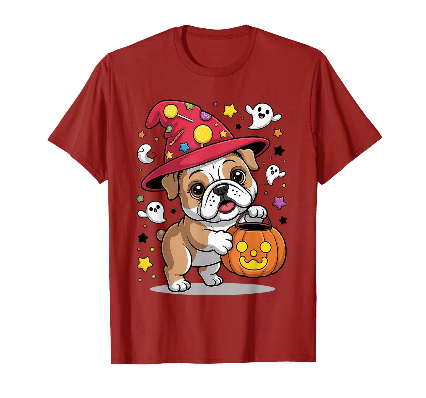 English Bulldog Pumpkin Ghost Candy Witch Halloween Costume T-Shirt