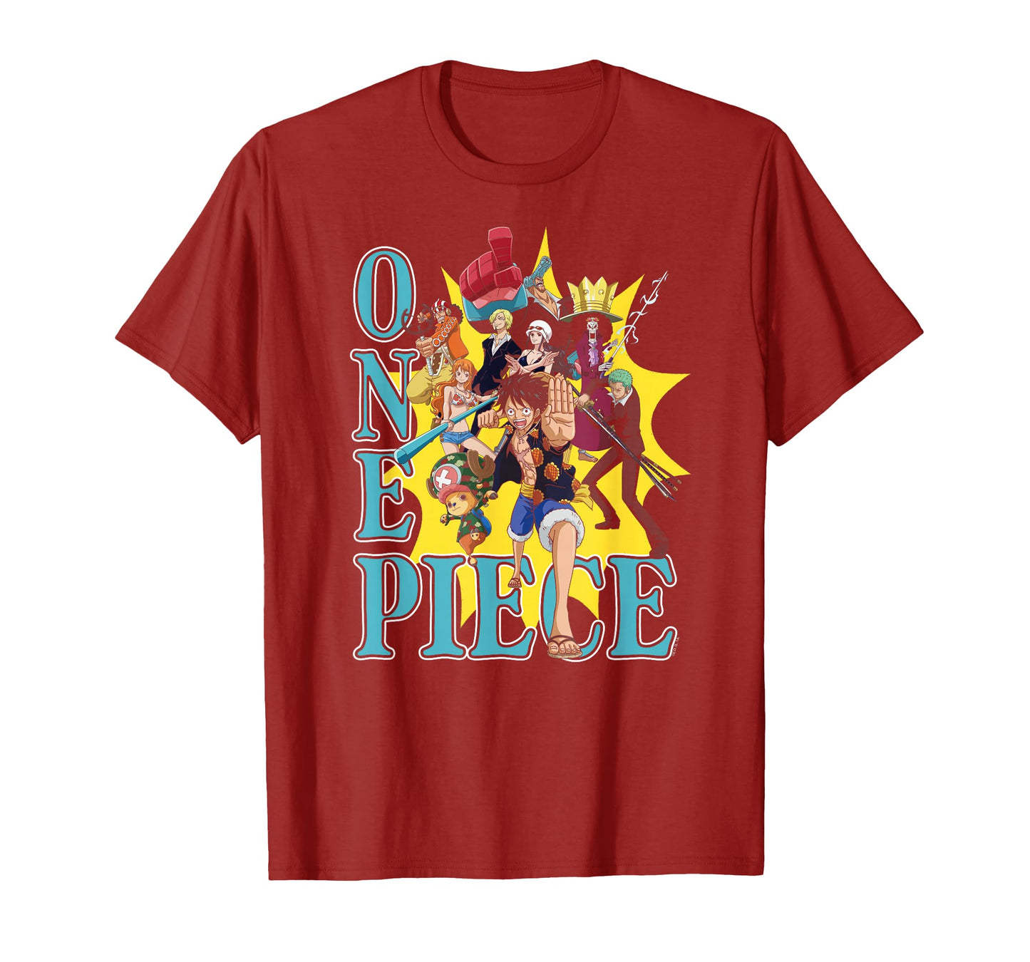 One Piece Anime Group Photo Burst Character Collage T-Shirt