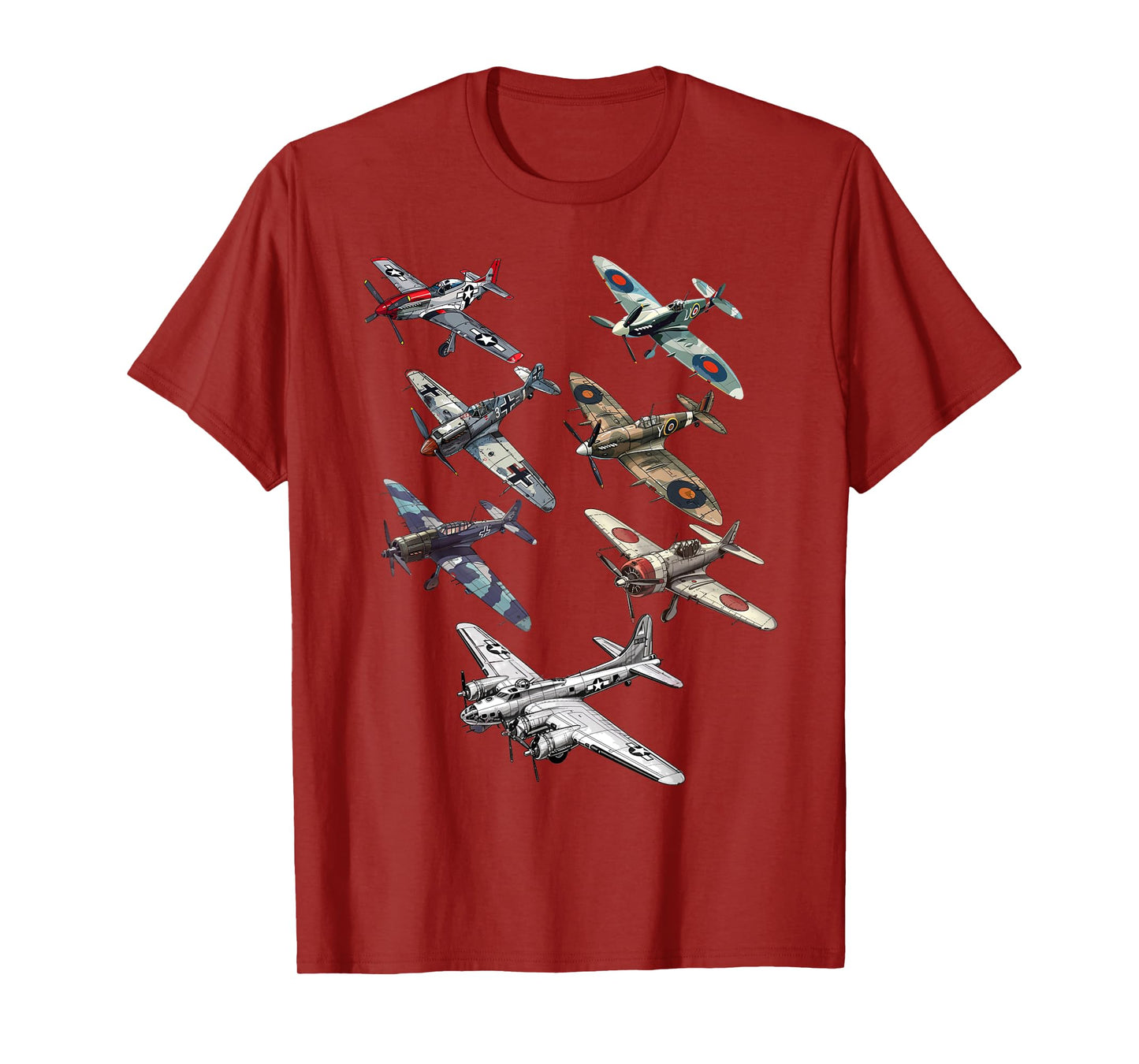 Military F&L Design Co. WW2 Warbirds P51 Messerschmitt B17 P40 Hobbyists T-Shirt, Small, Black