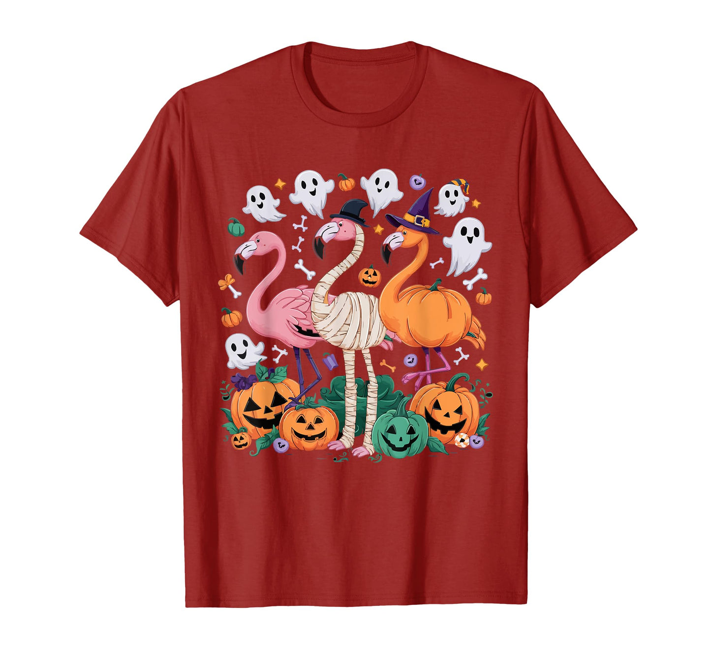 Flamingo Halloween Spooky Wading Bird Scary Trick Or Treat T-Shirt