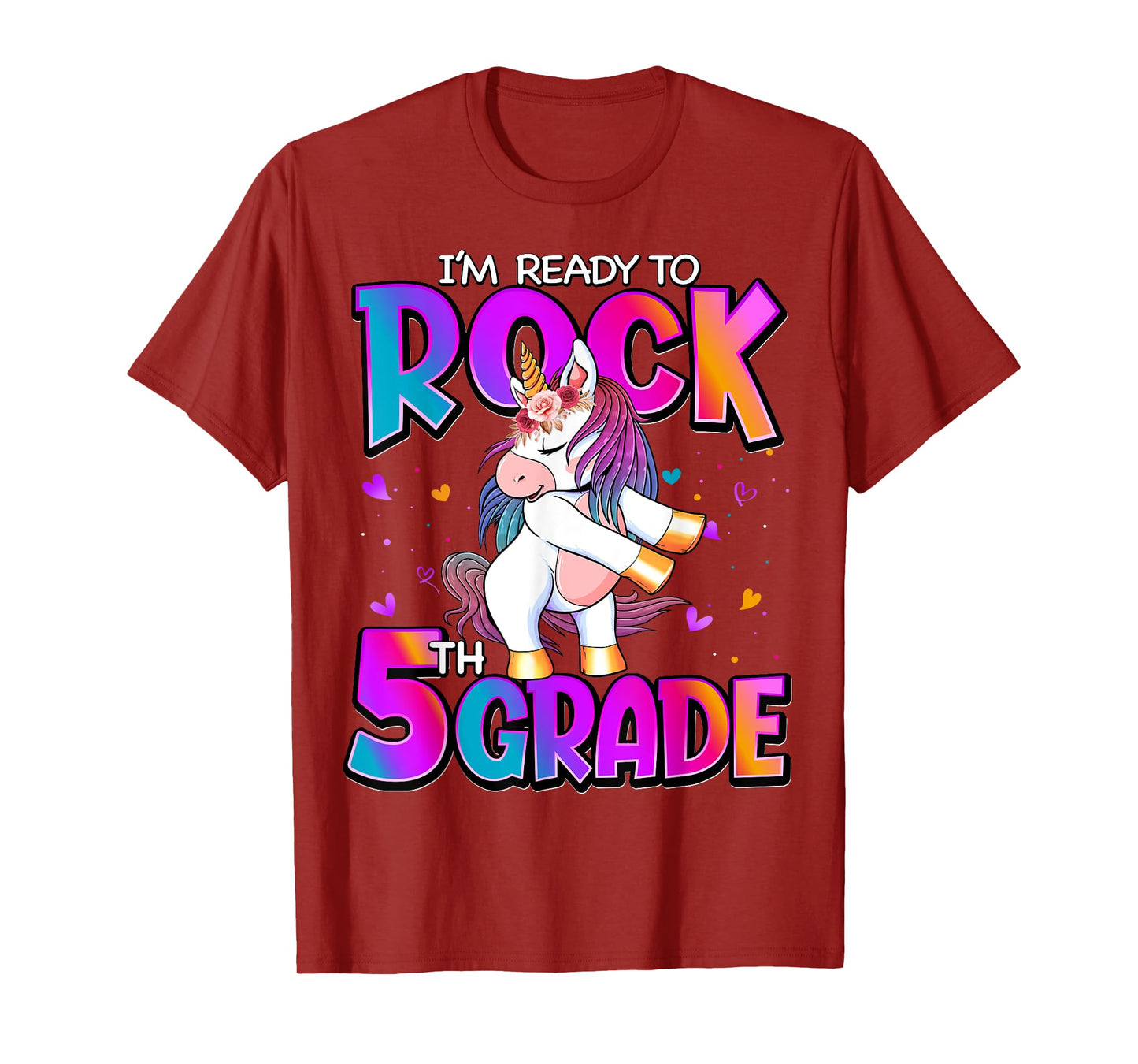 I'm Ready To Rock 5th Grade Unicorn Back To School Girls T-Shirt