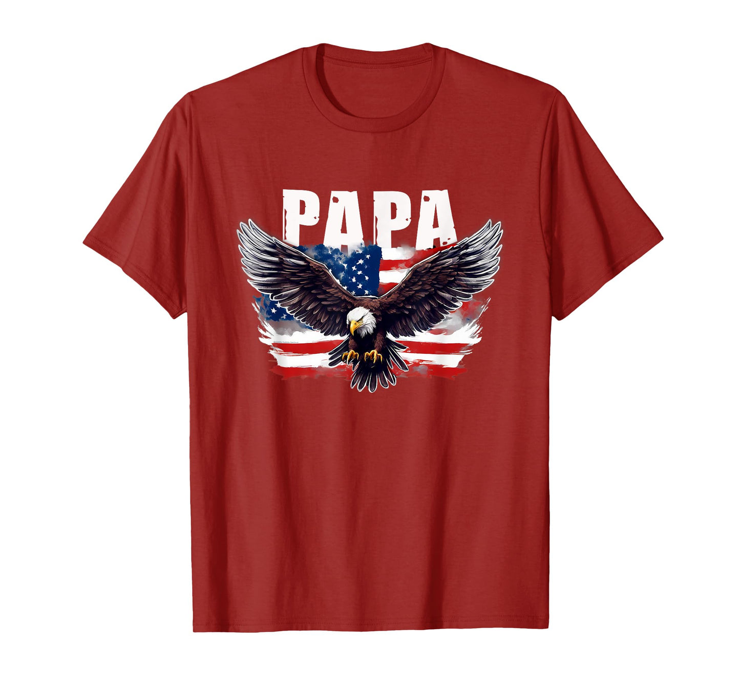 Patriotic Papa USA Flag with Eagle 4th of July Papa T-Shirt for Men