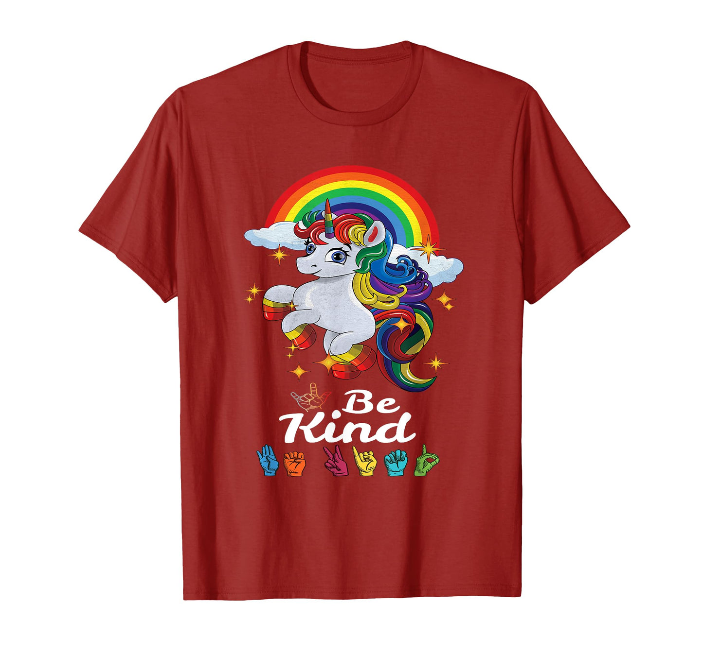 Be Kind Love ASL Teacher American Sign Language Girl Unicorn T-Shirt