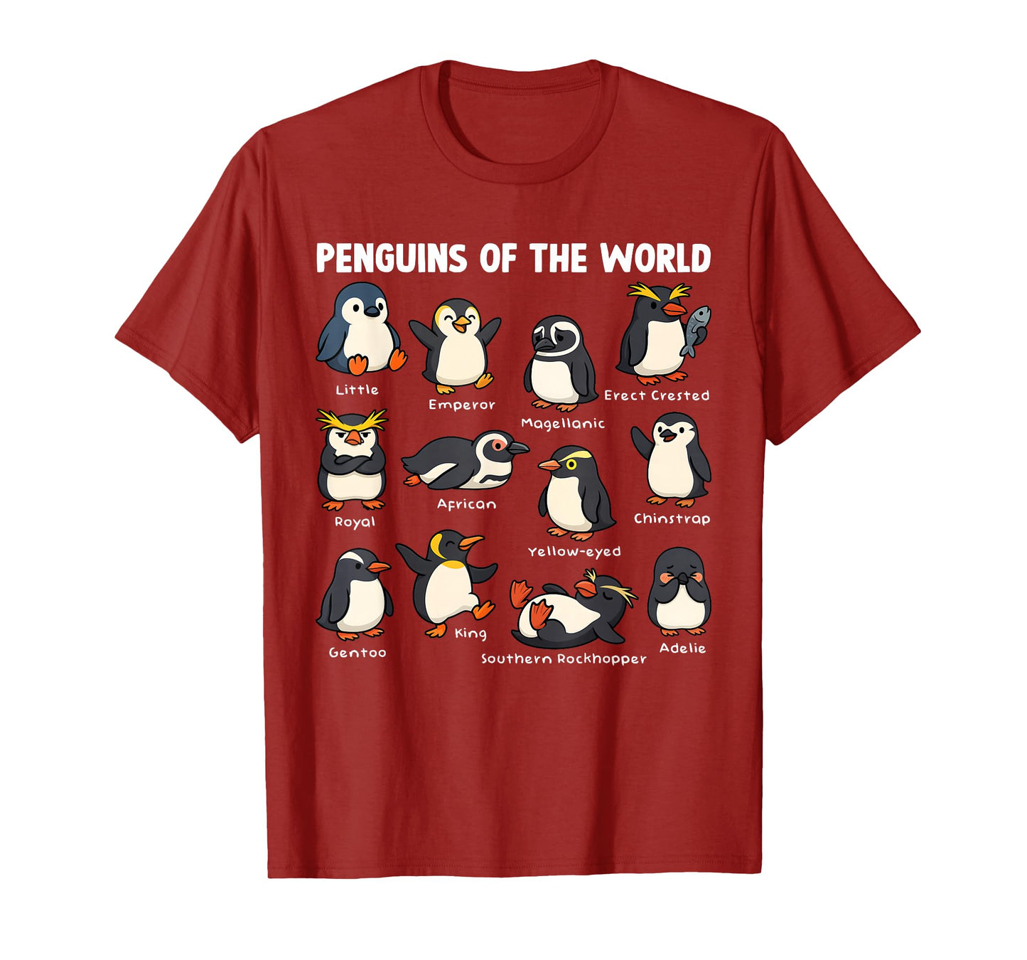 Penguin Sea Animals of The World Kawaii Zoo Bird Lovers T-Shirt
