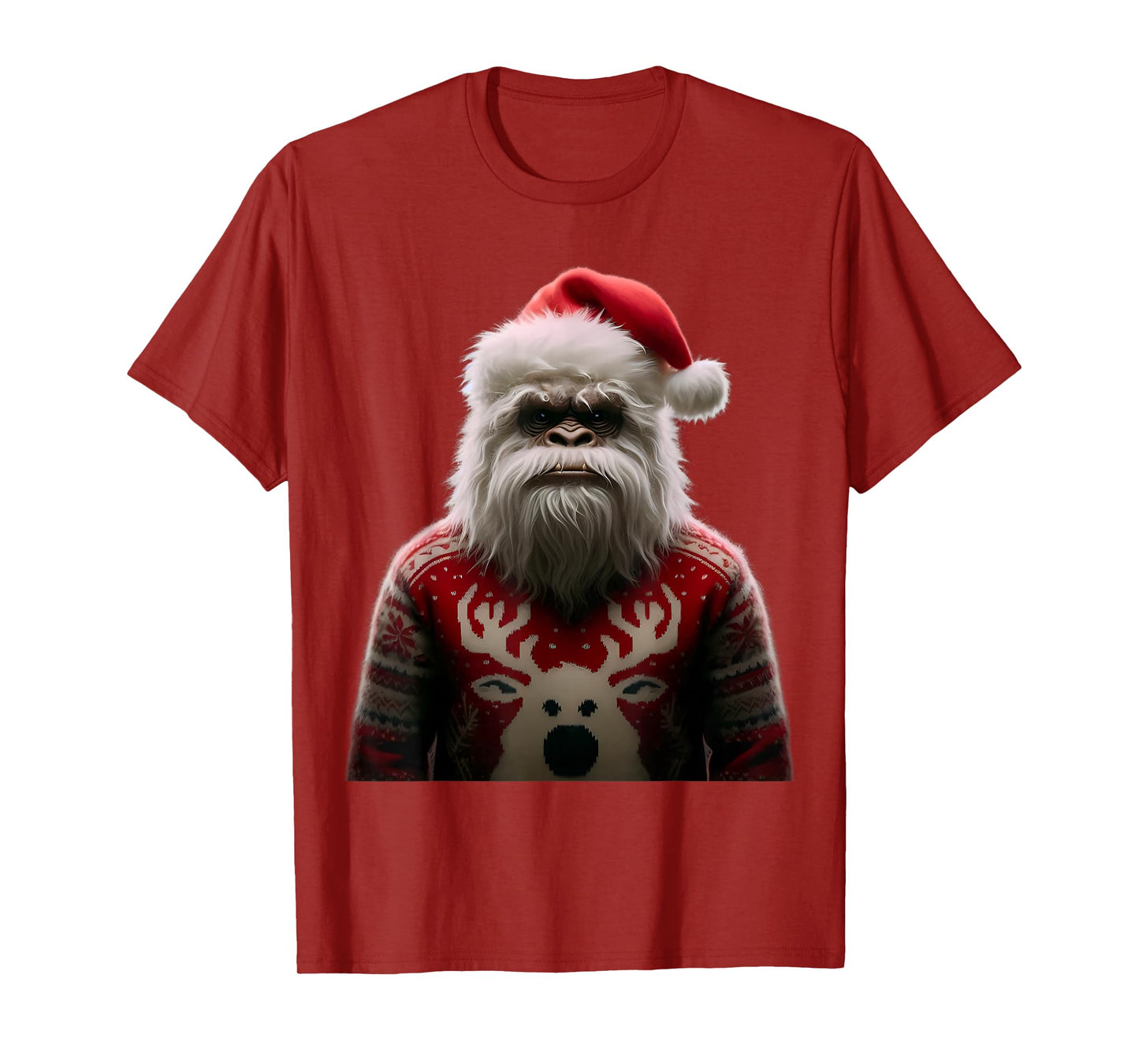 Yeti With Santa Hat Christmas Abominable Snowman Xmas Lover T-Shirt