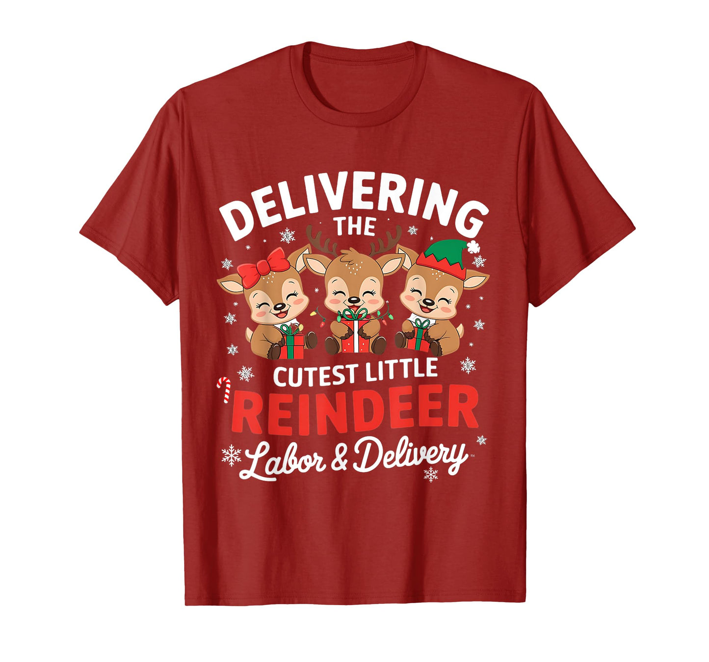 Christmas Delivering the Cutest Reindeer Labor and Delivery T-Shirt