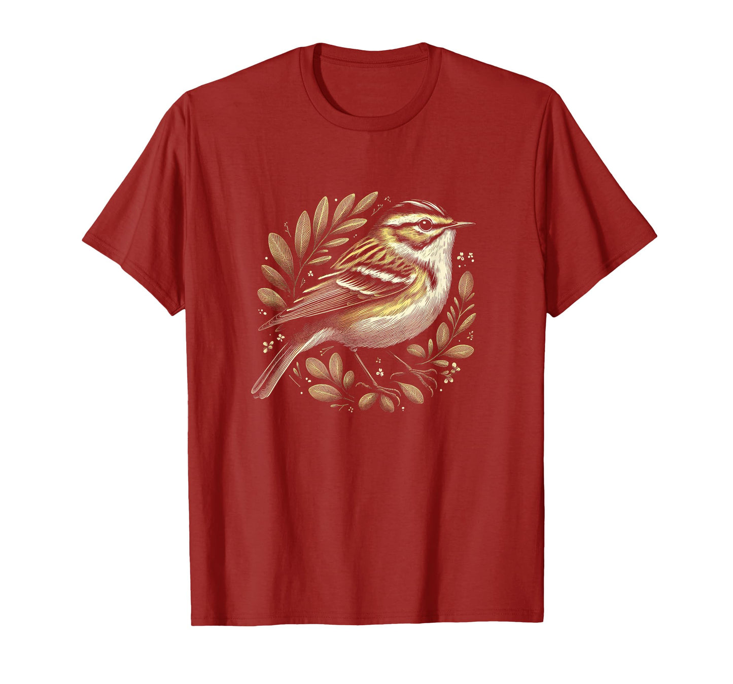 Warbler Graphic Bird Floral Art Design T-Shirt
