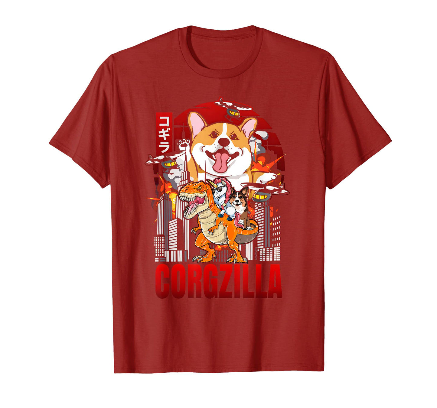 Funny Japanese Corgzilla Unicorn Funny Dog Corgi Lovers Men Women Kids T-Shirt