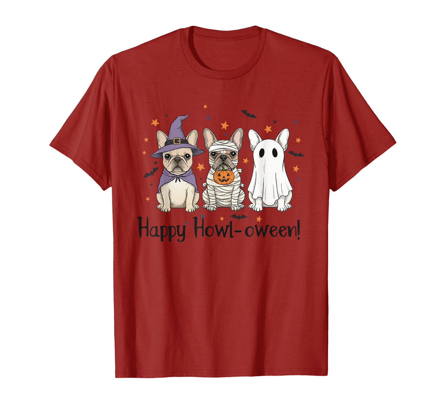 French Bulldog Halloween Happy Howl-oween Witch Mummy Ghost T-Shirt