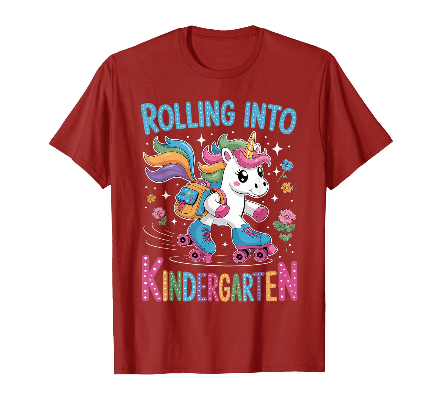 Rolling Into Kindergarten Skate Unicorn Back to School Girls T-Shirt