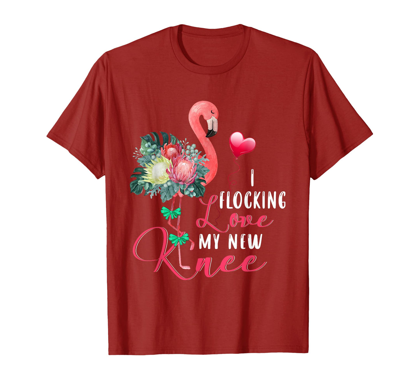 I Flocking Love My New Knee Flamingo Floral Proud New Knee T-Shirt