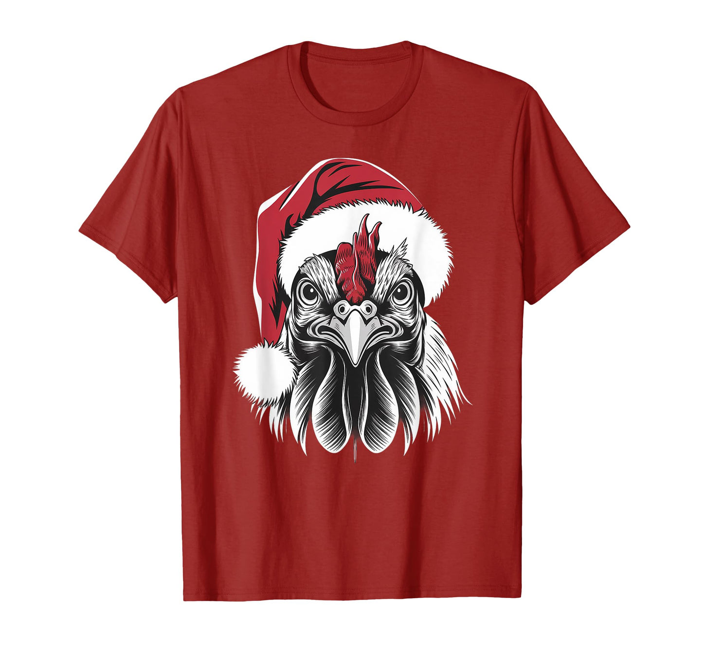 Joyful Rooster Santa on Rooster Christmas T-Shirt
