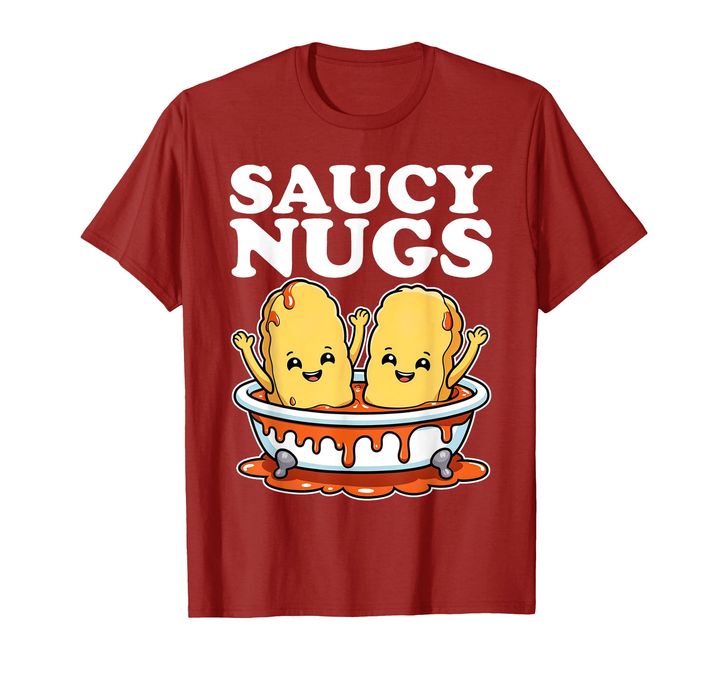 Funny Saucy Nugs Cartoon Food BBQ Sauce Chicken Nuggets T-Shirt