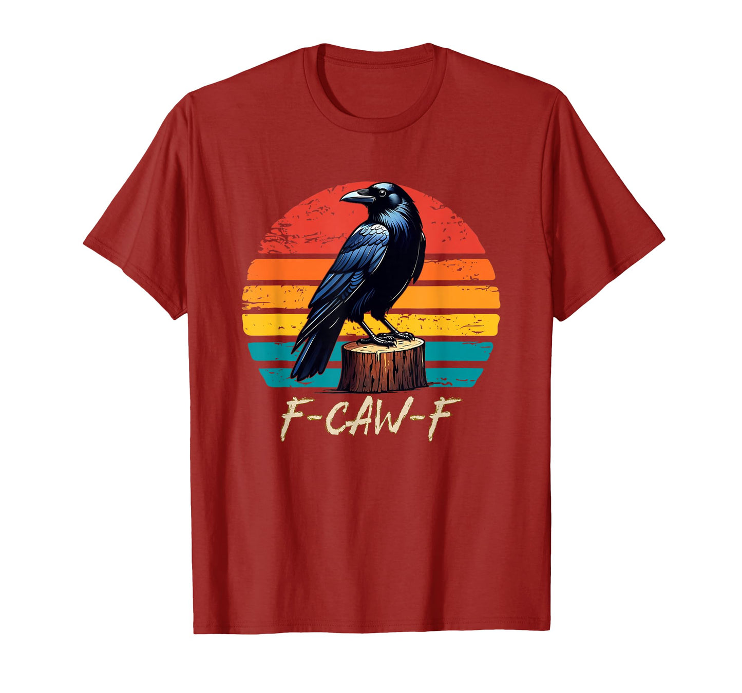 F-Caw-F Black Crow Black Bird Retro Sunset Vintage F-Caw-F T-Shirt