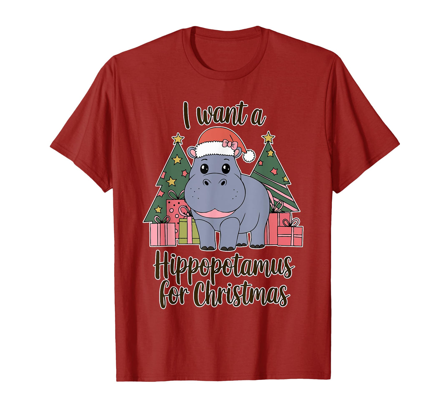 I Want A Hippopotamus For Christmas Xmas Hippo for Kid Women T-Shirt