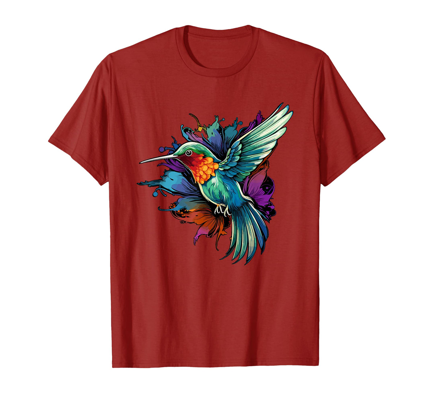 Colorful Hummingbird Art Tie-Dye Bird Watching T-Shirt