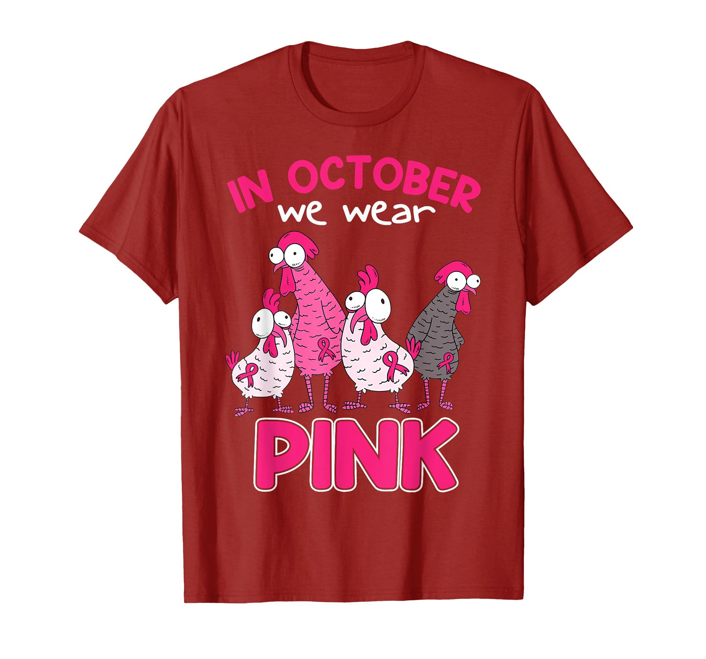 In Oct We Wear Pink Breast Cancer Funny Chicken Halloween T-Shirt