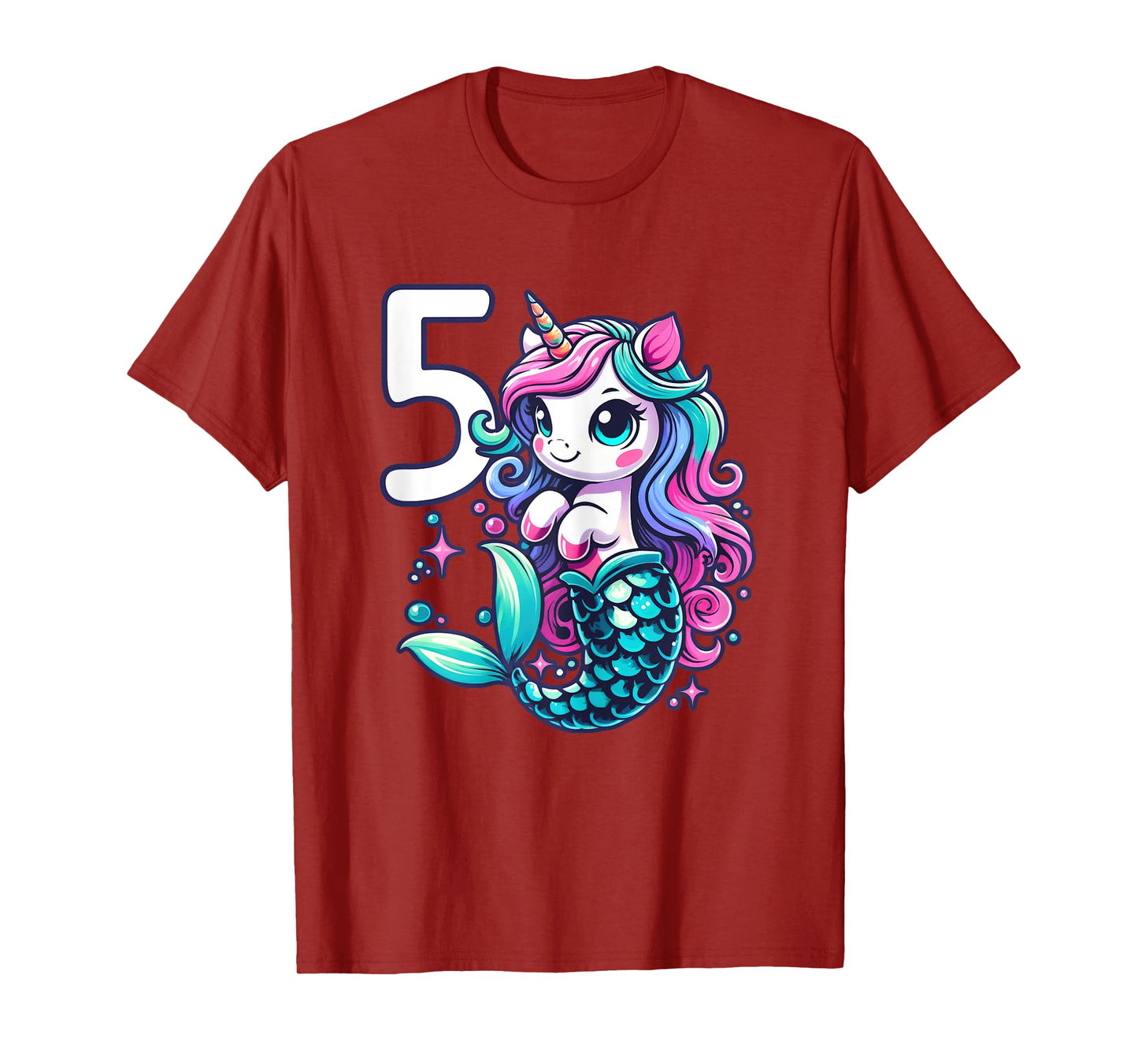 Unicorn Mermaid 5th Birthday 5 Year Old Party Girls Outfit T-Shirt