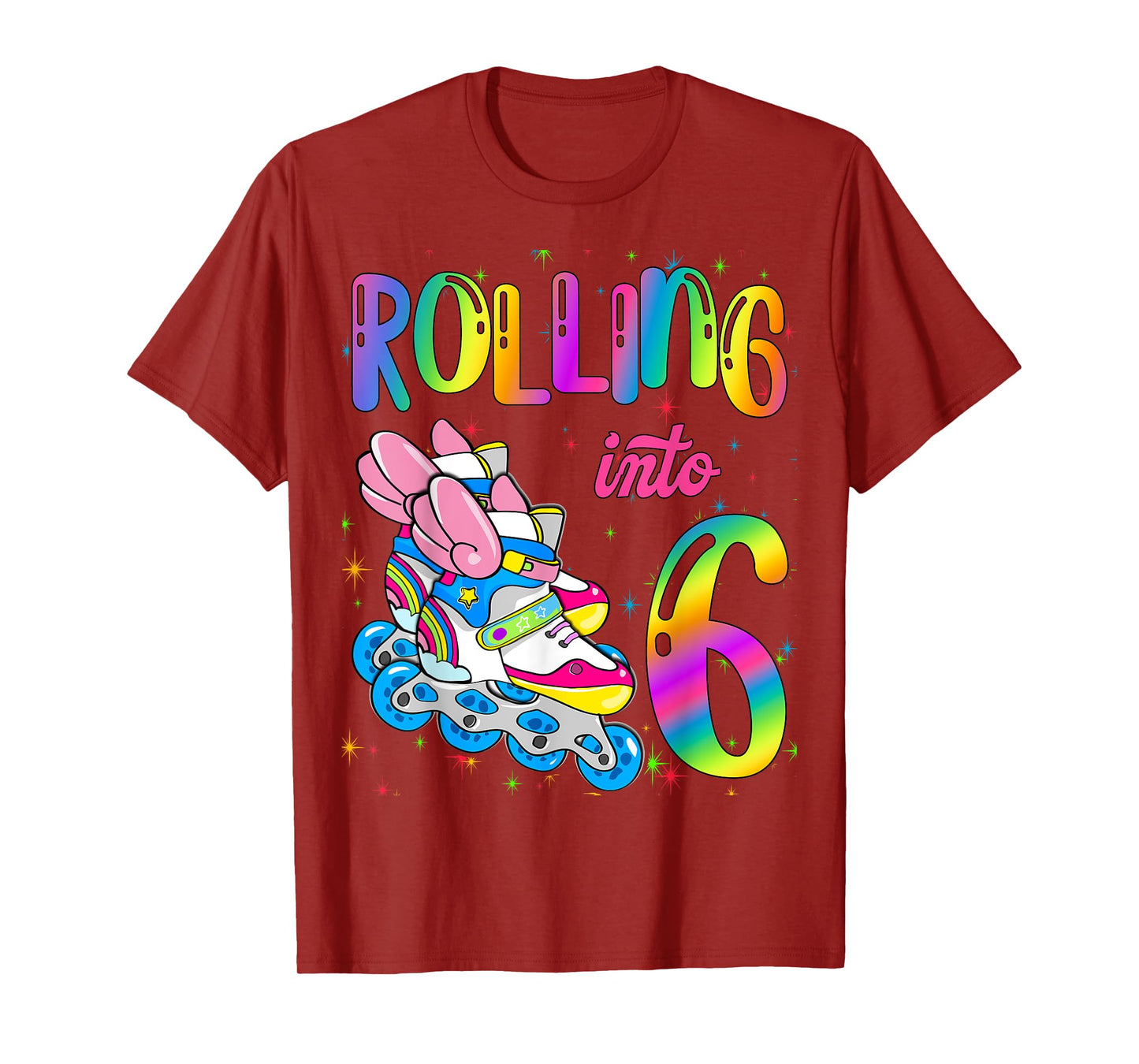 Rolling Into 6 years Let's Roll I'm Turning 6 Roller Skate T-Shirt