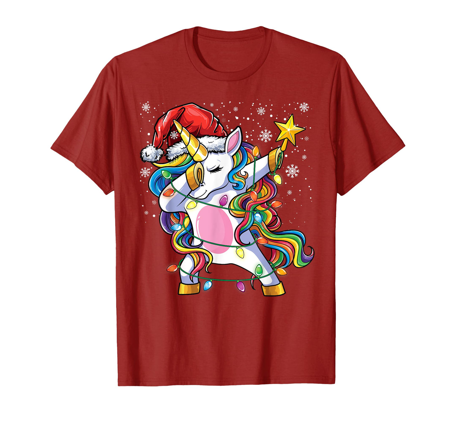 Christmas Unicorn Dab Girls Women Xmas Tree Santa Unicorn T-Shirt