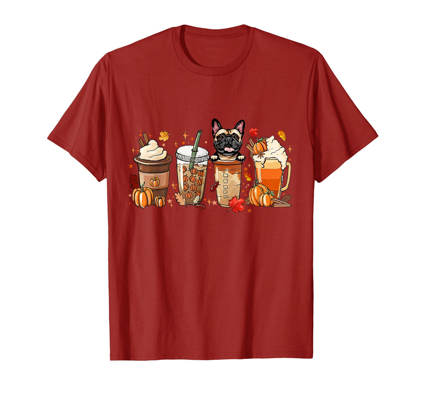 Fall Coffee French Bulldog Halloween Outfit For Fall Season Men Women Kids T-Shirt